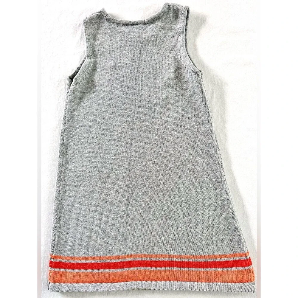 Gymboree Girls Pumpkin Sweater Dress Size 5T Fall Sleeveless Gray Orange
